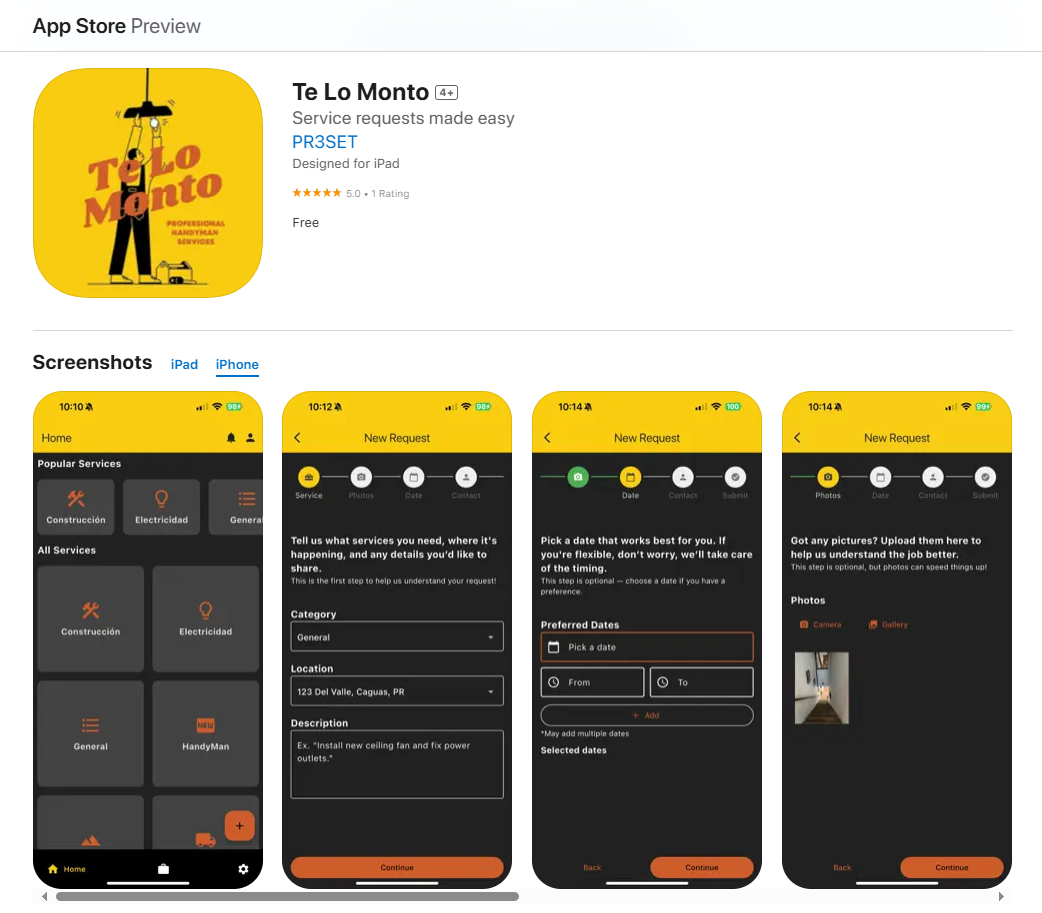 Te Lo Monto Mobile App